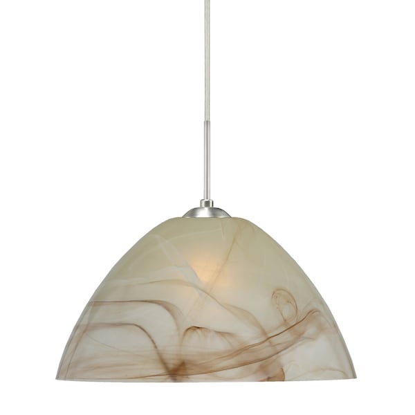 Besa Lighting Tessa Cord Pendant, Mocha, Satin Nickel Finish, 1x9W LED 1JT-420183-LED-SN - main